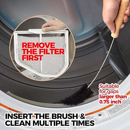 Holikme 3Pack Dryer Vent Cleaner Kit Clothes Dryer Lint Brush Vent Trap Cleaner Home Essentials Refrigerator Coil Brush