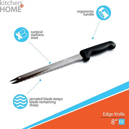 Carving Bread Knife  8 Ultra Sharp Surgical Stainless Steel Serrated All Purpose Kitchen Knife  Never Needs Sharpening - As Seen on TV and Live Demonstration