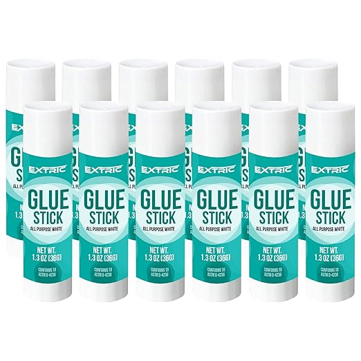 Children's glue sticks, bulk white glue sticks for classroom, 12 units, 1.3 ounces, washable for all purpose, for children, school and home