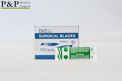 Disposable Surgical Scalpel Blades Sterile High Grade Carbon Steel 2.1 10xx Individually Foil Wrapped by PP MEDICAL SURGICAL Size 15 Box of 100