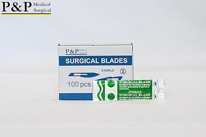 Disposable Surgical Scalpel Blades Sterile High Grade Carbon Steel 2.1 10xx Individually Foil Wrapped by PP MEDICAL SURGICAL Size 15 Box of 100