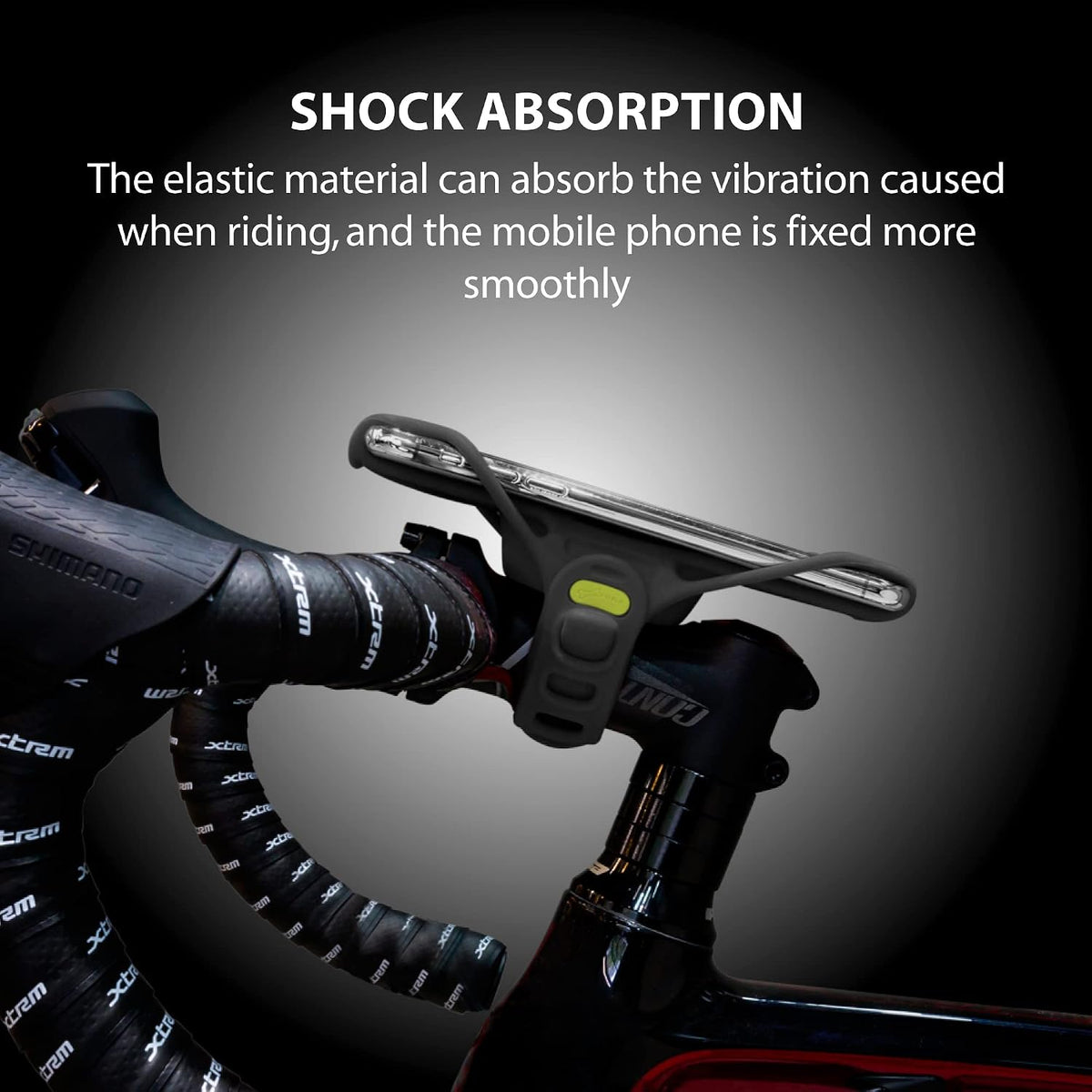 Bone Bike Tie Pro 3, Bike Cell Phone Mount for Stem, Scratch-Free Silicone Holder with Shock-Absorbing Design, Universal Cycling Phone Holder Compatible with Most Smartphones (Black - Stem)