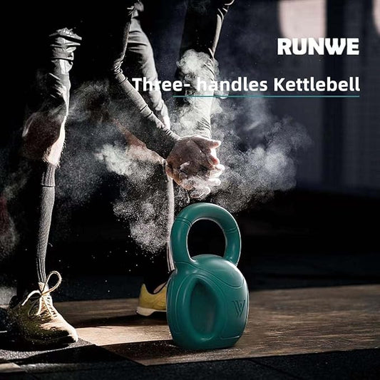 RUNWE 3 Handle Kettlebells Weight - Weight for Women Options 5, 10, 15 and 20 LB for Russian Twists AB Exercise, Weightlifting and Core Fitness Exercise Home Gym Single in Sold