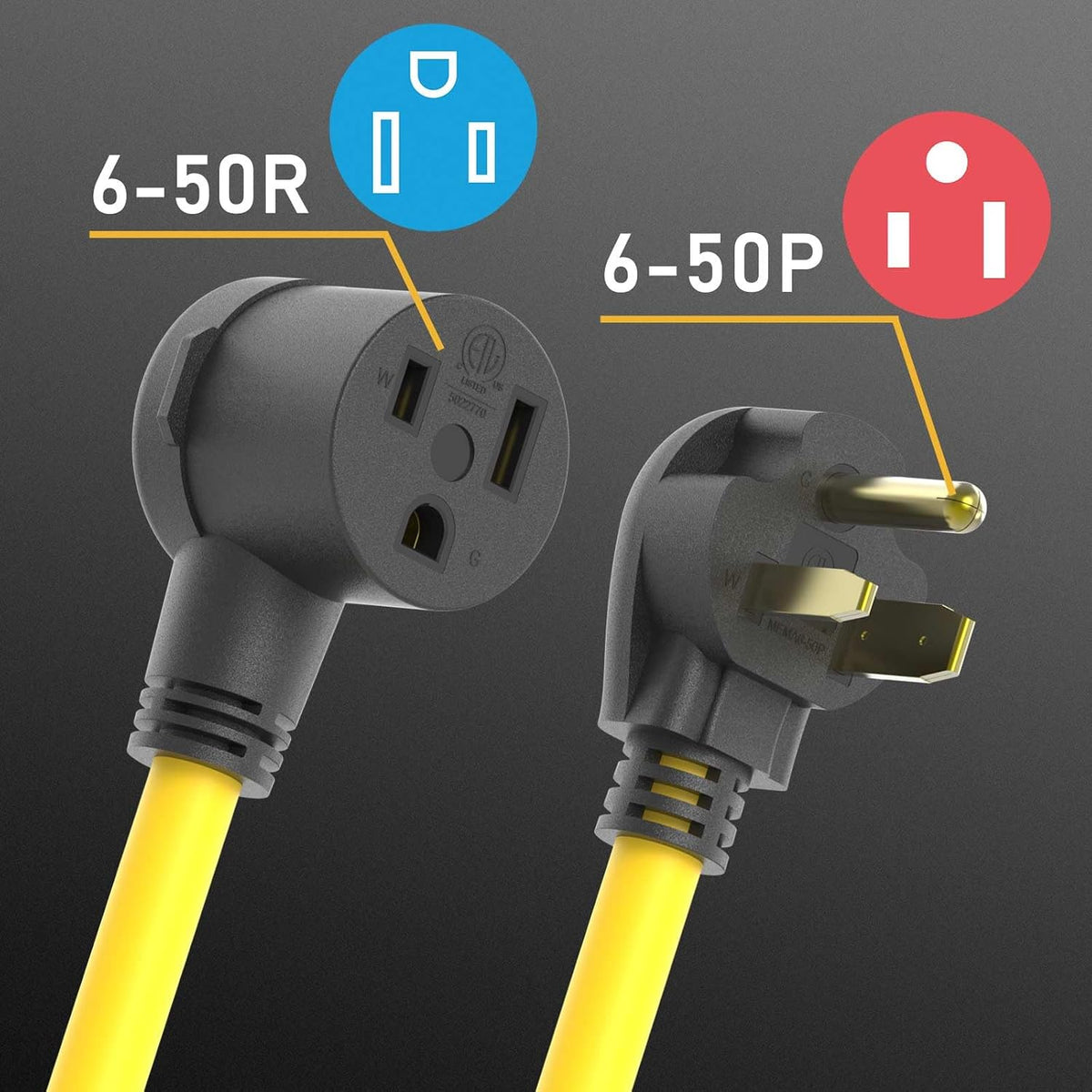 Tooliom 20 ft 10 AWG Welder Extension Cord, NEMA 6-50P to 6-50R