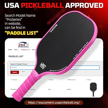 BAGAIL Pickleball Paddles, USAPA Approved Fiberglass Surface Pickleball Set, Lightweight Pickle Ball Rackets with 4 Balls, 1 Bag, Designed in California for Traction and Stability