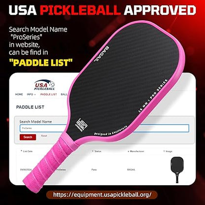 BAGAIL Pickleball Paddles, USAPA Approved Fiberglass Surface Pickleball Set, Lightweight Pickle Ball Rackets with 4 Balls, 1 Bag, Designed in California for Traction and Stability