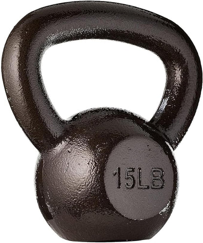 15 lb Kettlebell for Strength Training, Textured Wide Handle, Dark Gray (Actual product is dark gray)