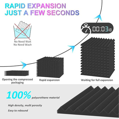JBER 12 Pack Acoustic Foam Panels, 1" X 12" X 12" Studio Soundproof Wedge-Shaped Fireproof Soundproof Liner Acoustic Treatment Foam (red)