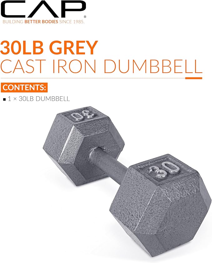 CAP Barbell Cast Iron Hex Dumbbell | Multiple Options (30 lb)