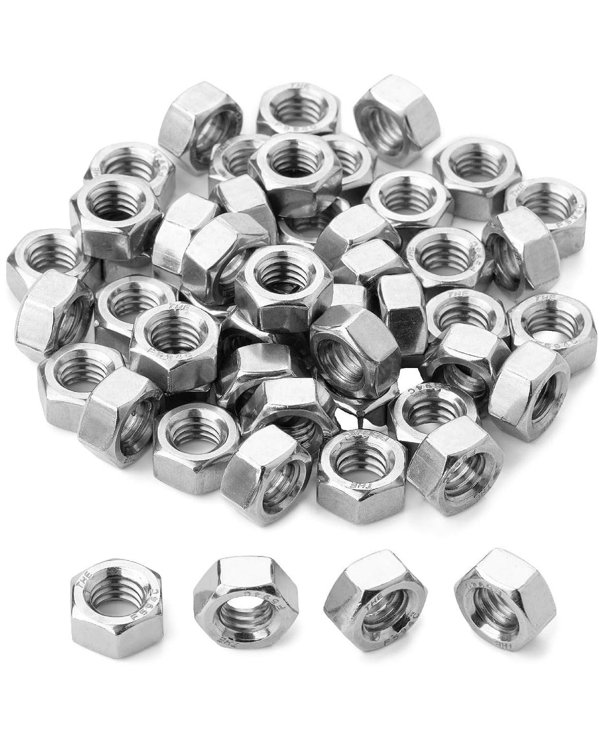 Bates Stainless Steel Hex Nut, 5/16-18, 50 Pack - Stainless, Metal, Hardware Nuts (2 pack of 25)