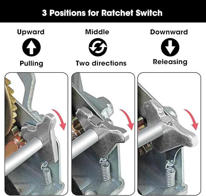 BIG RED ATRT1161SR Torin 1600lbs Capacity Heavy Duty Steel Cable Manual Hand Crank Winch with 32.8ft Nylon Strap and Two-Way Ratchet, for Boats, Trailers, Trucks, ATVs