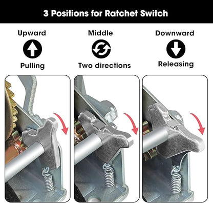 BIG RED ATRT1161SR Torin 1600lbs Capacity Heavy Duty Steel Cable Manual Hand Crank Winch with 32.8ft Nylon Strap and Two-Way Ratchet, for Boats, Trailers, Trucks, ATVs