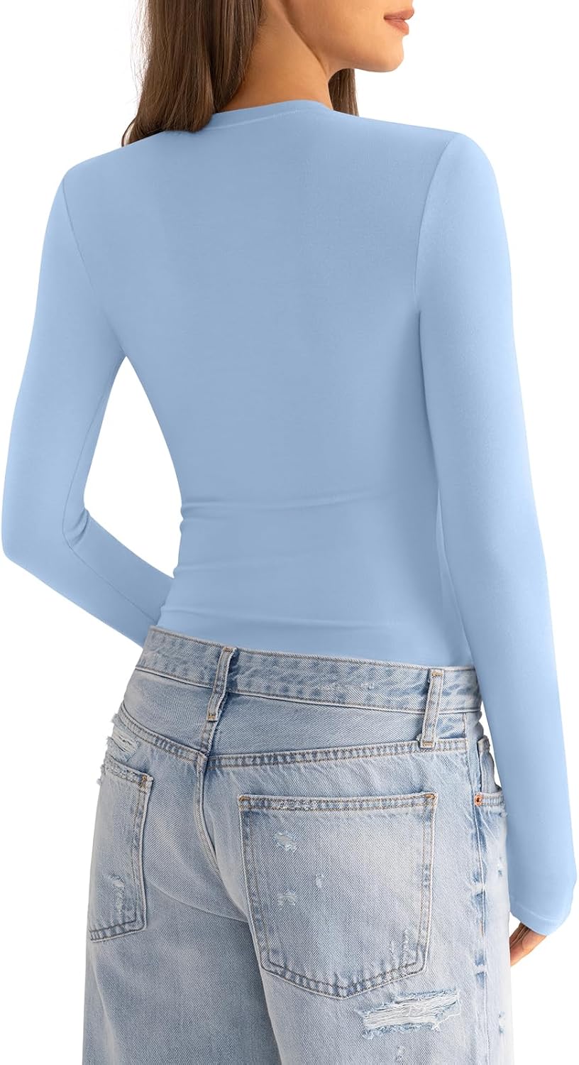 EasyGala Womens Cotton Long Sleeve Shirts Crew Neck Fitted Basic Going Out Outfits Undershirt Spring Fall Clothes 2026.