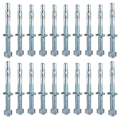 14" x2-14 Wedge Anchor by Zinced of Heavy-Duty Fastener for Cement and Concrete (20pcs Pack)
