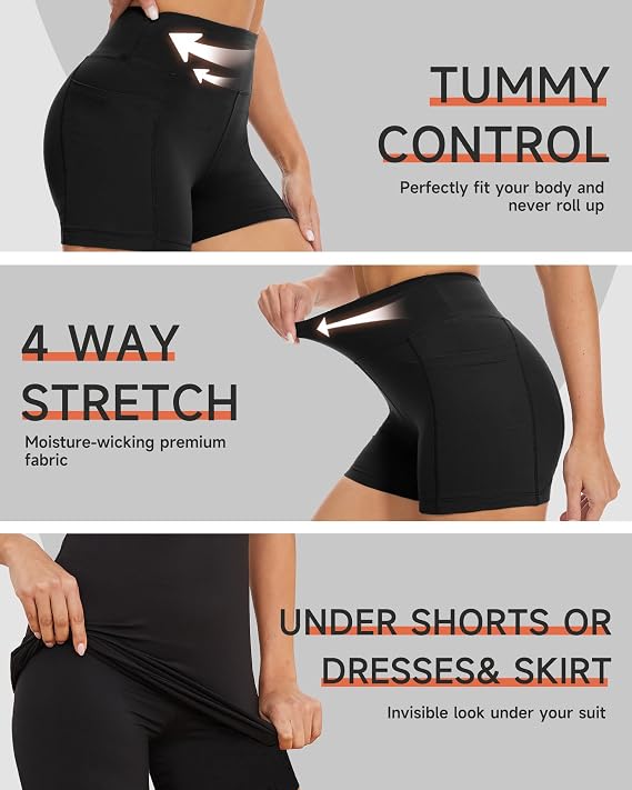 GAYHAY High Waisted Biker Shorts for Women - 8"/5"/3" Soft Black Spandex Shorts for Workout Volleyball Yoga Dance