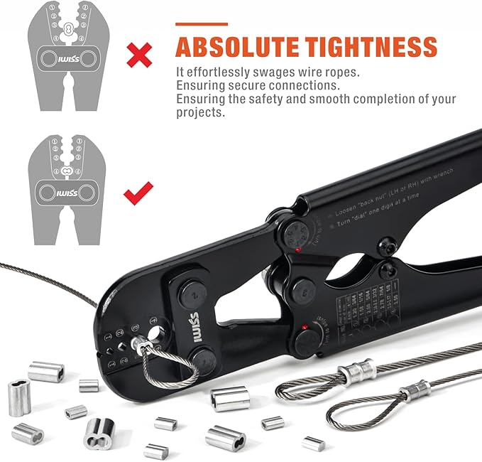 iCrimp Wire Rope Crimping Tool for Aluminum Oval Sleeves, Double Sleeves, Crimping Loop sleeve from 3/64-inch to 1/8-inch