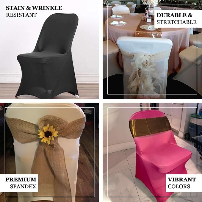 Efavormart Red Premium Spandex Stretch Folding Chair Cover, Fitted Folding Chair Cover