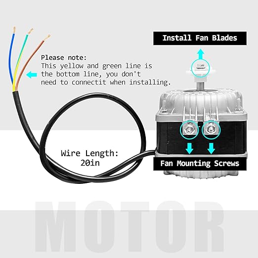 YZF18-25 Fan AC Motor(Copper Wire)120V 60HZ 18W 1.01A,YZF18-25 Shaded Pole Motor,with Single Phase, 4 Shaded Poles 1550 rmin,Suitable for Condenser, Evaporator, Radiator and Other Cooling Equipment