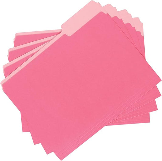 Basics File Folders, Letter Size, 1/3 Cut Tab, Pink, 36-Pack