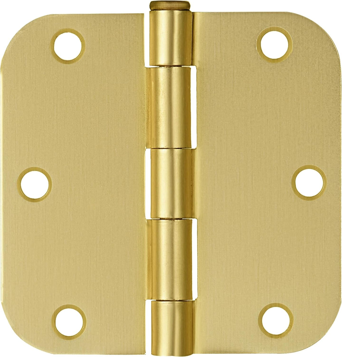 Design House 6-Pack 3.5-Inch x 3.5-Inch Interior Door Hinges with 5/8-Inch Radius, Satin Brass, Heavy Duty Steel Construction, Left- or Right-Handed – (No Screws Included)