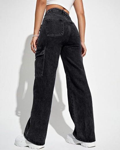 Women's Cargo Pants High Waisted Baggy Cargo Jeans Straight Leg Y2K Streetwear Trousers 6 Pockets for Women Teen Girl.