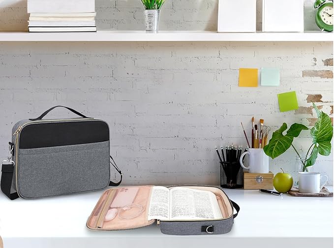 Dofilachy Bible Covers for Women - Stylish Bible Case for Women - Large Bible Cover with Durable Handle - Bible Carrying Case for Girls Boys Kids with Metal Zipper - Bible Bag Journal Case