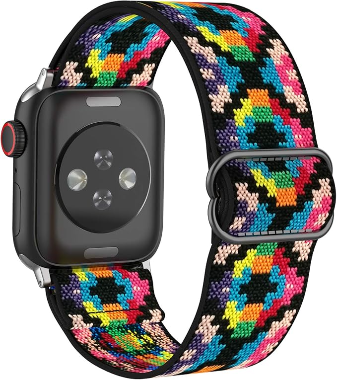 Stretchy Nylon Loop Bands Compatible with Apple Watch 38mm 40mm, Adjustable Soft Elastics Strap Compatible with Apple Watch SE iWatch Series 654321 Colorful 38mm40mm