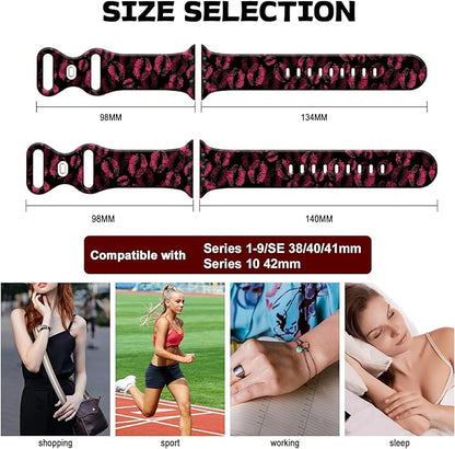Colorful Heart Watch Bands Compatible with Apple Watch,Cute Adjustable Soft Silicone Wristbands Replacement Strap for iWatch SE/Series