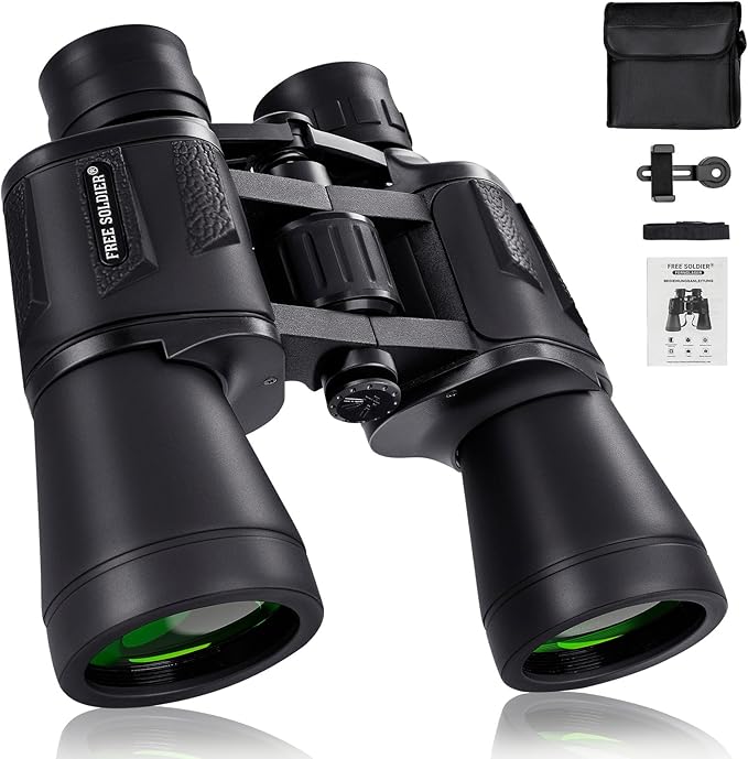 Adult Binoculars 20 x 50 inch High Power Binoculars for Bird Watching 1.102 in, Large Waterproof Eyepiece, Hunting, Hiking, Travel Concert with BAK4 FMC Prism Smartphone Adapter, Black Color