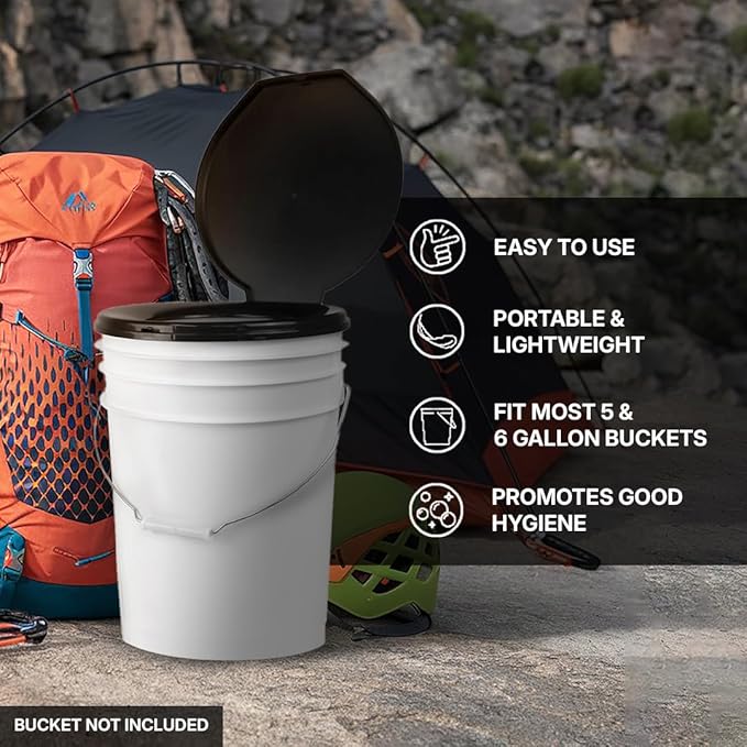 72 HRS Premium Portable Camping Toilet Seat with Lid for Camping, Hiking, Emergencies - Perfect for Emergency Preparedness, Backcountry, Car, Boat, Road Trips (No Bucket)
