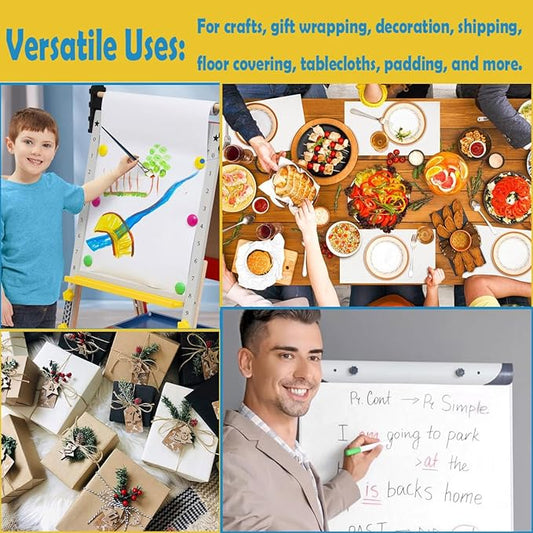 Easel Paper Roll 12 Inch x 49 Feet, Durable Drawing Paper for Kids Art,White Bulletin Board Paper,Craft Paper Roll for Paints, Wall Art and Gift Wrap