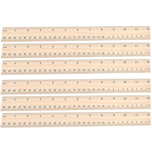 12 Pack 12 inch Wooden Ruler Kit with Conversion Table Metric Straight Edge Linear Measurement Ruler for School, Classroom, Home, and Office (12)