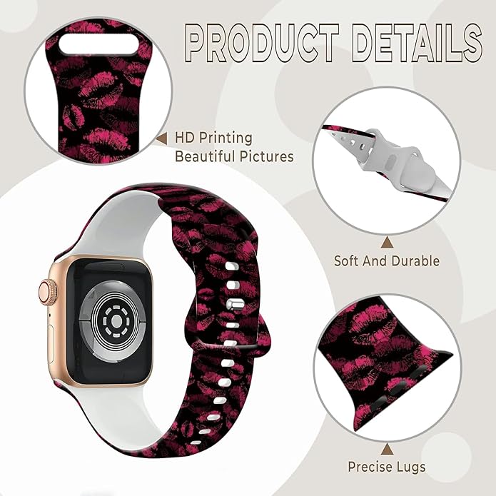 Colorful Heart Watch Bands Compatible with Apple Watch,Cute Adjustable Soft Silicone Wristbands Replacement Strap for iWatch SE/Series