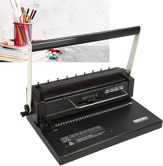 Wire Binding Machine Spiral Coil 3:1 Pitch Punch 12 Sheets Bind 120 Sheets for A4 A5, Simply Customize Paper Margin