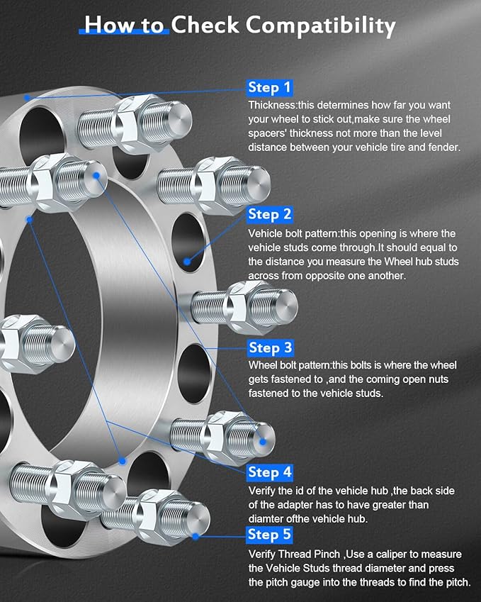 ECCPP 2X 2 inch 8 lug Wheel Spacers Adapters 8x6.5 to 8x6.5 with 916 Thread 126.15mm for Dodge Ram 2500 3500 1994-2011  for F250 F350 1988-1998 for Ford E-250 Econoline 1978-2002