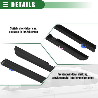 Motoforti Weatherstrip Window Trim Seal Belt Kit, Car Outside Window Seal Belt, for Honda Civic 2012-2015, ABS, 72450TR0A01, Black, 1 Set, Front Rear Left Driver Right Passenger Side