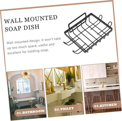 Amosfun Soap Rack Soap Holder Bathroom Soap Dish Wall Mounted in Sink Sponge Holder Metal Brackets Metal Wall Soap Dish Metal Stand Soundbar Bracket Iron Bath Tray Speakers