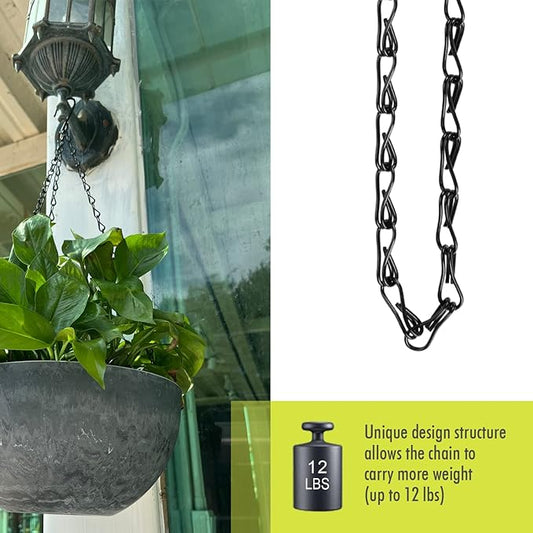 Chain for Hanging Plants, 10 Inch Black Plant Chains for Hanging Planter Baskets Kits with Hooks for Bird Feeder Wind Chime, Small Chains Perfect for Indoor Outdoor Decor (10 PCS)