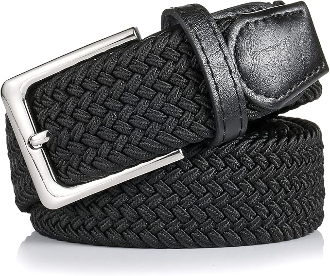 Elastic Braided Belt, 1 38", Woven Stretch Belt for Golf Casual Jeans Shorts Pants