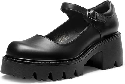 DREAM PAIRS Women's Mary Janes Shoes Platform Dress Low Heel Chunky Pumps Round Toe Ankle Strap Pumps Shoes Oxfords Esther
