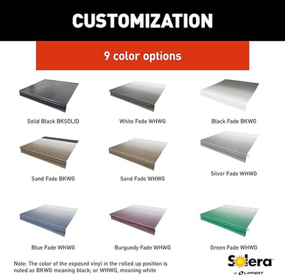 Solera Universal Fit Heavy-Duty Vinyl RV Patio Awning Replacement Fabric Solid Black 14' Awning (13'4" Fabric)