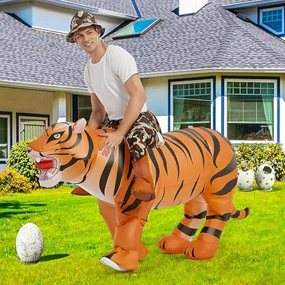 GOOSH Inflatable Tiger Costume for Adult Halloween Costume Women Man Funny Blow up Costume for Halloween Party Cosplay