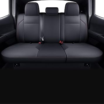LUCKYMAN CLUB Tacoma Custom Fit Seat Covers for 2016-2023 Tacoma Crew Cab with Faux Leather (Black  Red)