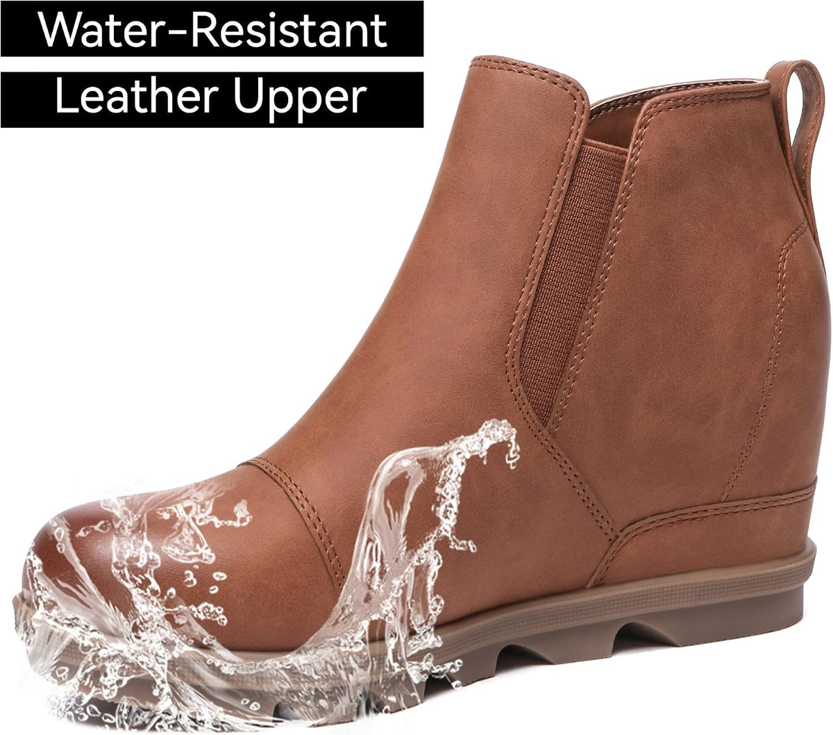 8.5, Athlefit Women's Wedge Ankle Boots Comfortable Slip On Wedge Booties.
