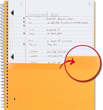 Five Star Spiral Notebook  Study App, 5 Subject, Wide Ruled Paper, Fights Ink Bleed, Water Resistant Cover, 8" x 10-12", 200 Sheets, Tidewater Blue (73196)