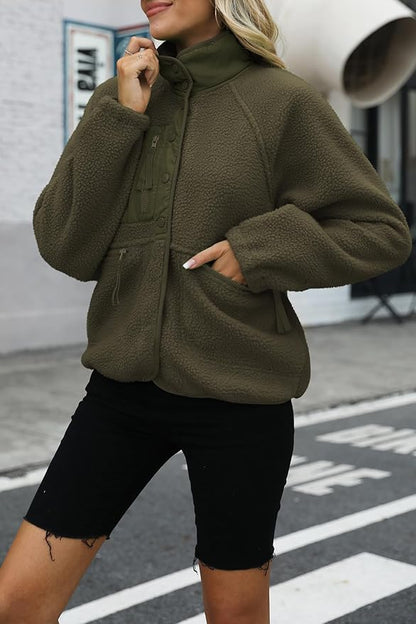 Nirovien Womens Fuzzy Fleece Jacket Button Down Sherpa Coats Casual Winter Warm Outwear with Pockets