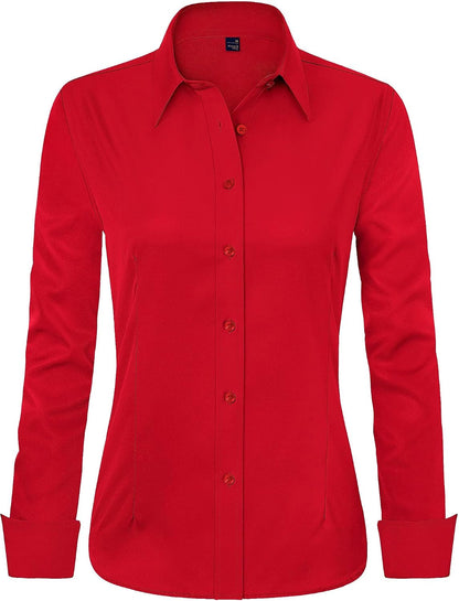 J.VER Womens Dress Shirts Long Sleeve Button Down Shirt Wrinkle-Free Business Casual Blouse Office Work Tops