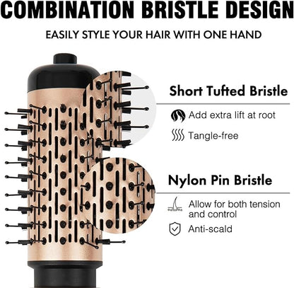 DAILYLIFE Rotating Hair Dryer Brush, Hot Air Brush (1.5"), Spinning Blow Dryer Brush with Ceramic Coating  Ionic Technology