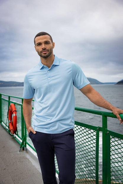 Cutter & Buck Mens Forge Eco Double Stripe Stretch Recycled Mens Big &Tall Polo
