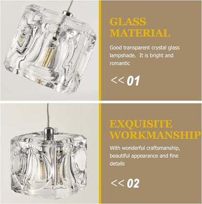Vanity Lighting Fixtures Square Lamp Shade Glass Cube Lamp Shade Neckless Opening Lamp Bulb Lampshade Covers for Chandeliers Floor Table Wall Lamps Hanging Light Fixtures